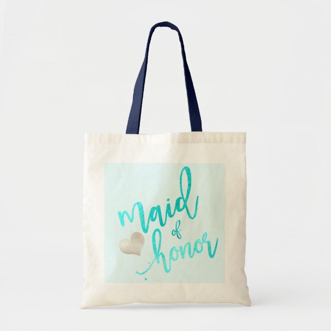 Bolsa Tote Madrinha de casamento PixDezines/Folha Faux/Aqua (Frente)