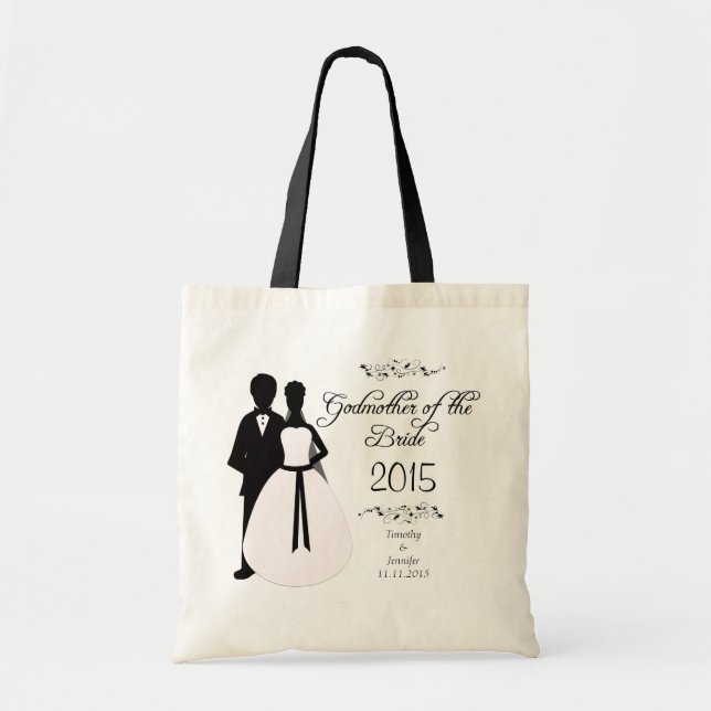 Bolsa Tote Madrinha personalizada do favor do casamento da (Frente)