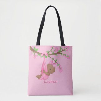 Bolsa Tote Mãe afro-americana bonita para ser rosa personaliz