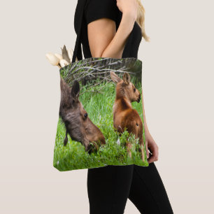 Bolsa Tote Mãe alerta e bebê de dois alces