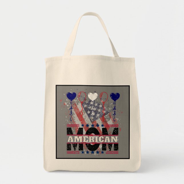 Bolsa Tote Mãe Americana Tote Bag - Estrela Patriótica para M (Frente)