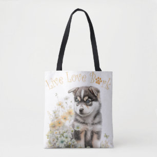Bolsa Tote Mãe Cachorra Malamute do Alasca Floral