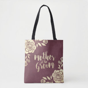 Bolsa Tote Mãe Casada dos Rosas do Ouro Groom Burgundy