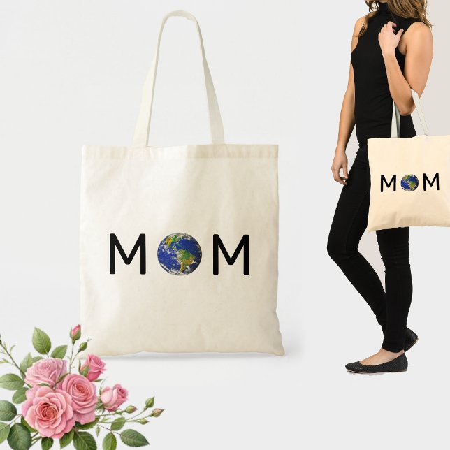 Bolsa Tote Mãe com o planeta Terra (Criador carregado)