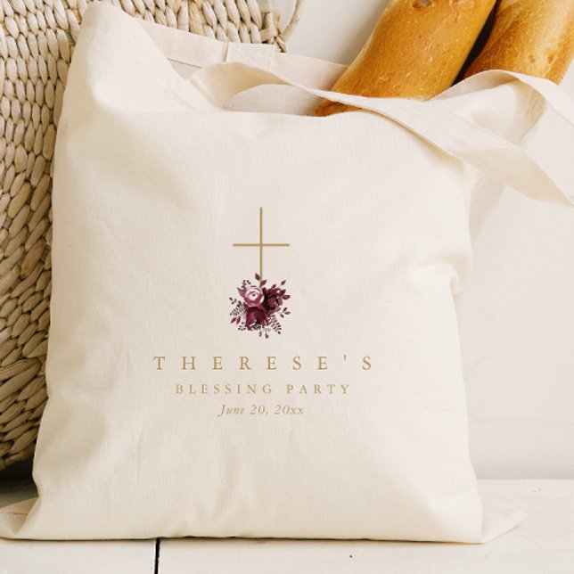 Bolsa Tote Mãe Cristã Cruzada Floral e Bênção Bebê (Criador carregado)