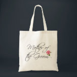 Bolsa Tote Mãe da Caligrafia e Rosa<br><div class="desc">Um design de caligrafia para a Mãe do Chão e embelezado com uma rosa rosa-rosa. Este item é uma escolha excelente como um favor de casamento para a festa de casamento durante eventos e atividades em torno do casamento.</div>