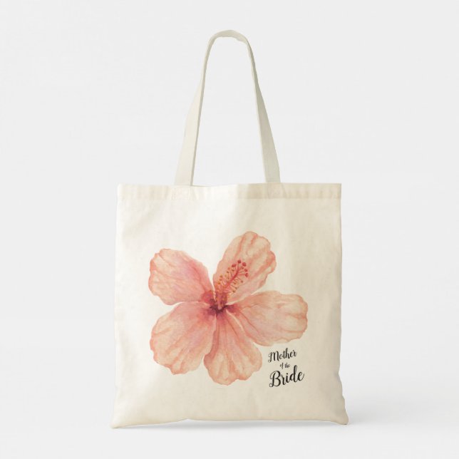 Bolsa Tote Mãe da Flor de Hibisco Rosa-Rosa-Bride (Verso)