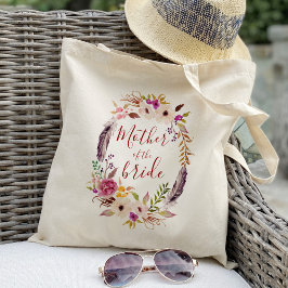 Bolsa Tote Mãe da noiva Boho coroa de flores aquarela