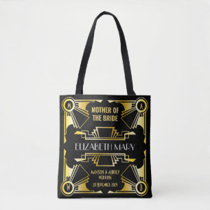 Bolsa Tote Mãe da Noiva Deco Casamento Dourado e Preto