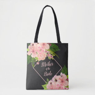 Bolsa Tote Mãe da Noiva Floral Tropical Rosa e Bege