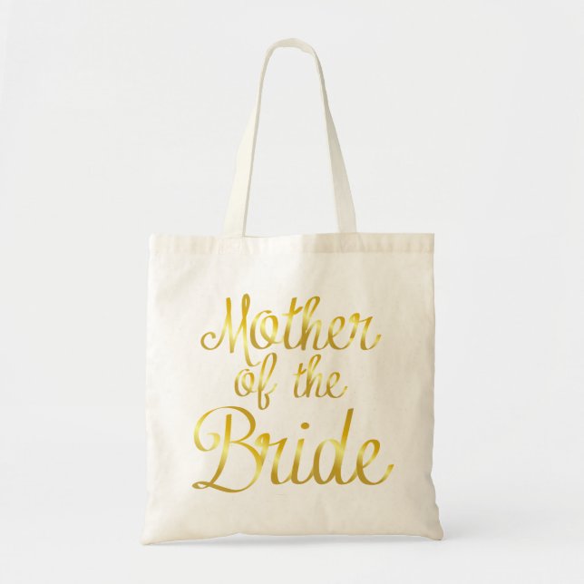 Bolsa Tote Mãe da noiva na sacola Cursive Dourado (Frente)