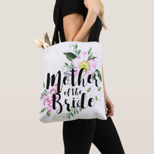 Bolsa Tote Mãe da Noiva Rosa Floral Aquarela Casamento