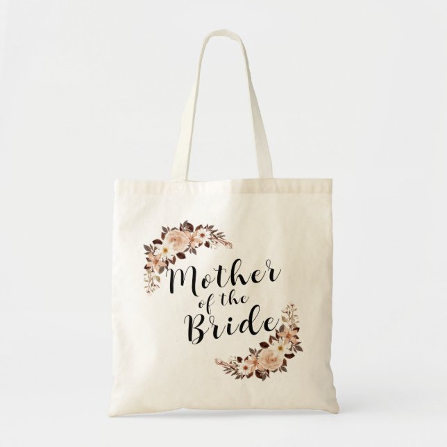 Bolsa Tote Mãe da Noiva rústico boho floral (Frente)