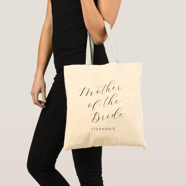 Bolsa Tote Mãe da Noiva Script Personalizado Minimalista (Frente (produto))