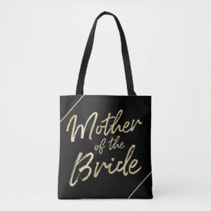 Bolsa Tote Mãe da Noiva Tipografia Moderna em Letra Dourada