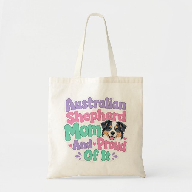 Bolsa Tote Mãe de Australian Shepherd e Orgulhosa Cachorro En (Frente)