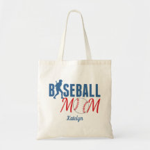 Mãe de Beisebol Monograma Azul Vermelho Fofo