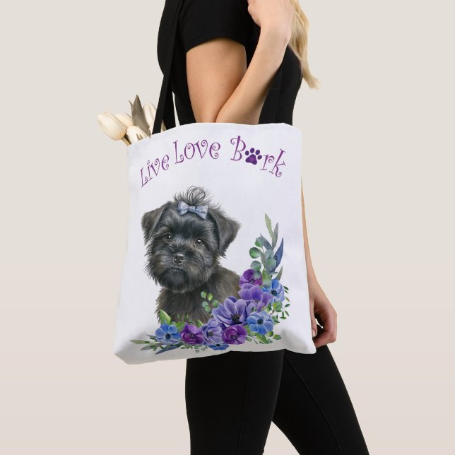 Bolsa Tote Mãe de Cachorro Affenpinscher Floral (Close Up)