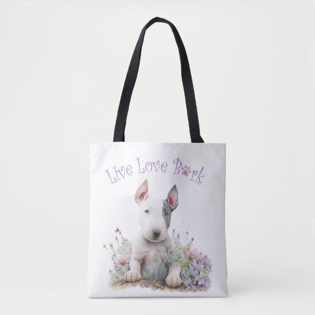 Bolsa Tote Mãe de Cachorro Bull Terrier Floral (Frente)