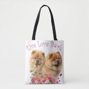 Bolsa Tote Mãe de Cachorro Chow Chow Floral