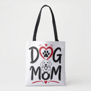 Bolsa Tote Mãe de Cachorro Coração & Cachorro Fofo Design d
