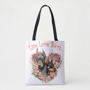 Bolsa Tote Mãe de Cachorro Doberman Floral