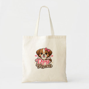 Bolsa Tote Mãe de Cachorro Fofa com Laço Rosa e Pegadas de Pa
