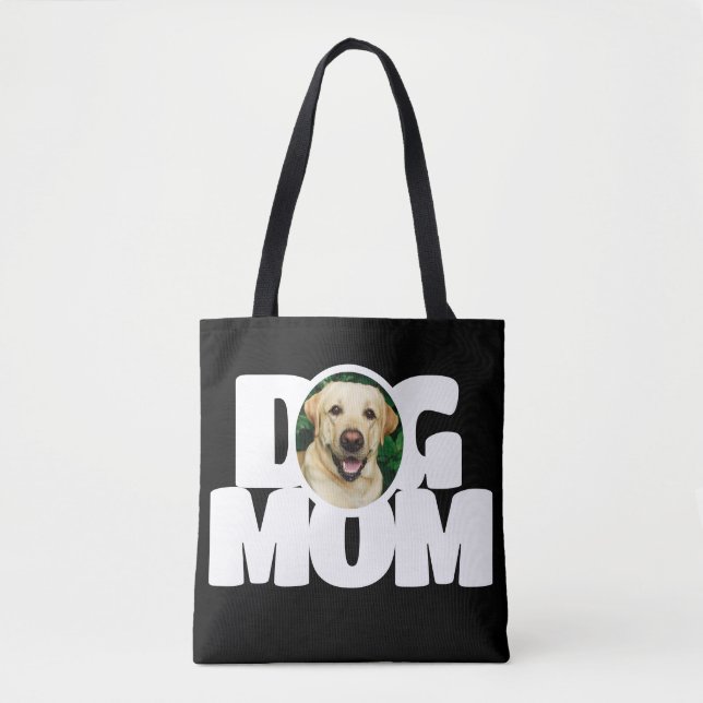 Bolsa Tote Mãe de Cachorro Foto Moderna Simples Preta (Frente)