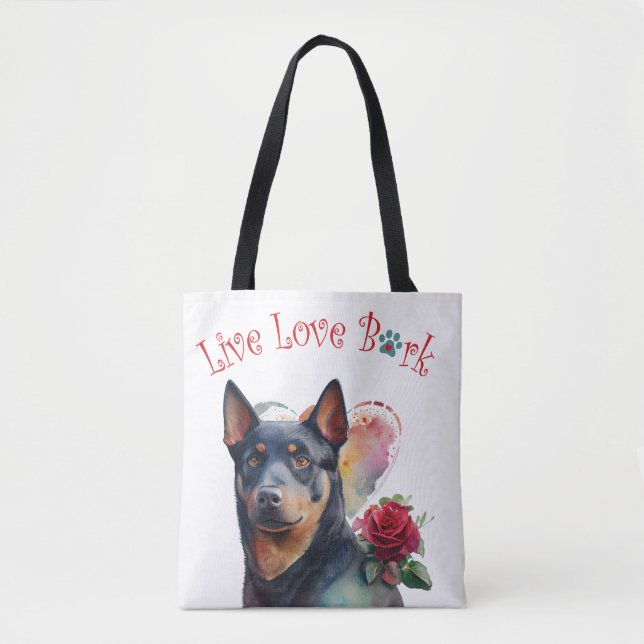Bolsa Tote Mãe de Cachorro Kelpie Australiano Floral (Frente)