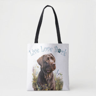 Bolsa Tote Mãe de Cachorro Lab Chocolate Floral