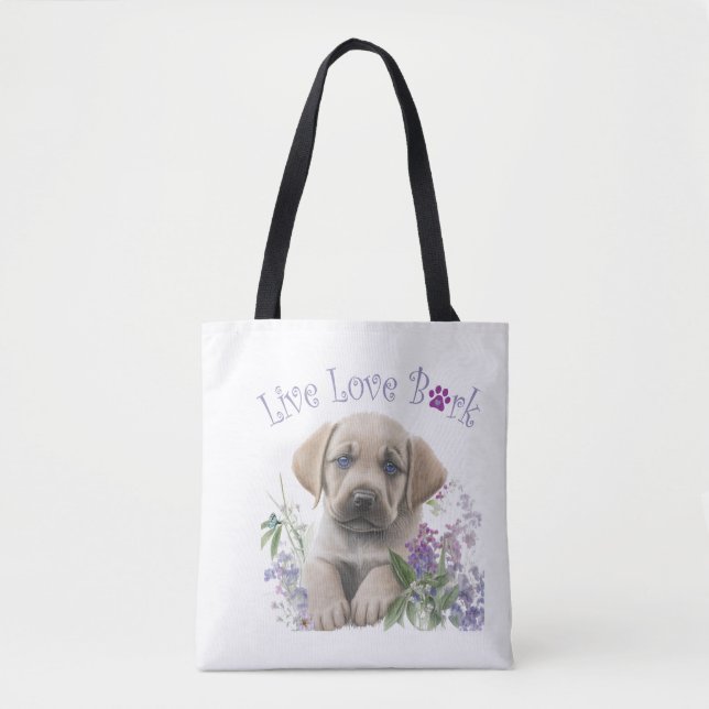 Bolsa Tote Mãe de Cachorro Labrador Floral (Frente)