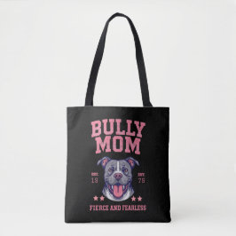 Bolsa Tote Mãe de Cachorro Pitbull Preta Corajosa e Destemida