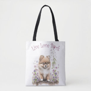 Bolsa Tote Mãe de Cachorro Pomerânia Floral