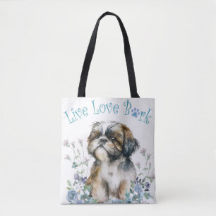 Bolsa Tote Mãe de Cachorro Shih Tzu Floral