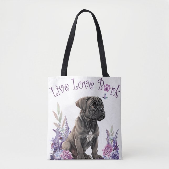 Bolsa Tote Mãe de Cão Cane Corso Floral (Frente)