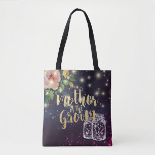 Bolsa Tote Mãe de Casamento do Groom Floral Mason Jar Light