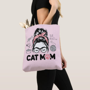 Bolsa Tote "Mãe de Gato" Mulheres Divertidas Amantes de Gatos