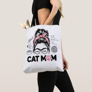 Bolsa Tote "Mãe de Gato" Mulheres Divertidas Amantes de Gatos