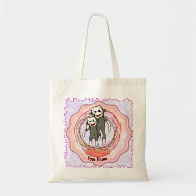 Bolsa Tote Mãe de Macaco de Meia nome personalizado (Frente)