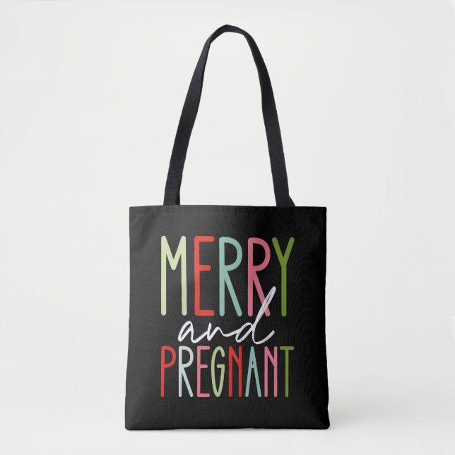 Bolsa Tote Mãe de Natal Grávida e Alegre (Frente)