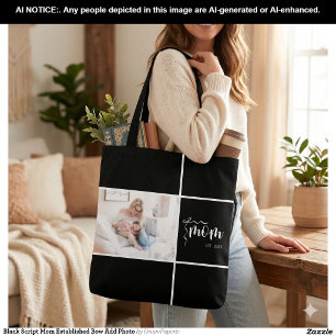 Bolsa Tote Mãe de Roteiro Preto Estabelecida Arco Adicionar F