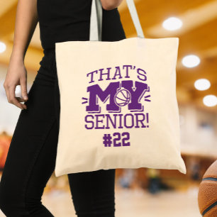 Bolsa Tote Mãe do Basquete Número da Camisa do Veterano Roxo