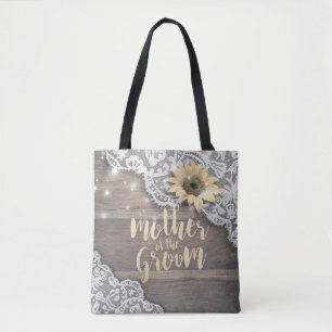Bolsa Tote Mãe do Casamento do Groom Lace Sunflower Wood