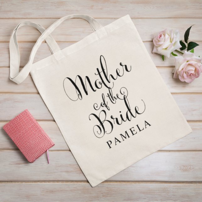 Bolsa Tote Mãe do casamento personalizado negro nobre (Criador carregado)