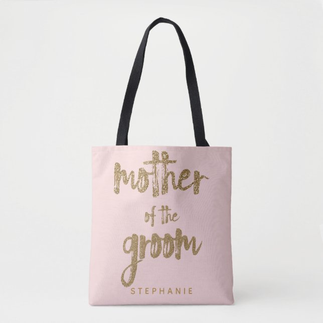 Bolsa Tote Mãe do Groom Dourado Lente Esmagadora PInk (Frente)