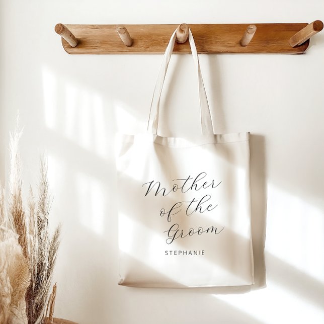 Bolsa Tote Mãe do Noivo Minimalista Personalizado Script (Criador carregado)