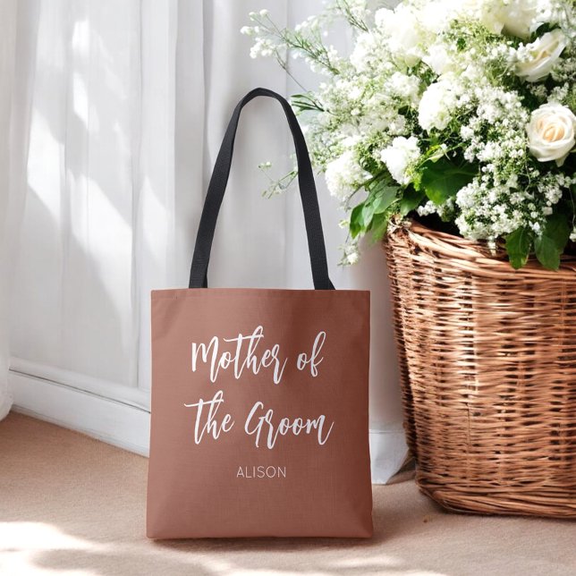 Bolsa Tote Mãe do Noivo Terracotta Marrom Branco (Criador carregado)