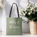 Bolsa Tote Mãe do Sábio Verde Salgado<br><div class="desc">Mãe do Saco de Tote Casado do Groom em Sage Green e White. Bom para a Bridesmaid nos casamentos de presentes,  festa de noiva,  festa de solteiro,  Janto de ensaio. Veja mais produtos com este design na coleção abaixo.</div>