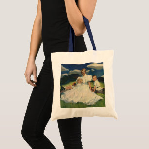 Bolsa Tote Mãe do vintage com o retrato da família das