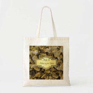 Bolsa Tote mãe Dourado do monograma do Hydrangea 3D do saco
